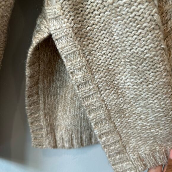 Madewell Cotton Alpaca Fisherman Oatmeal Knit Cozy Peasant Pullover Sweater S - Picture 5 of 7